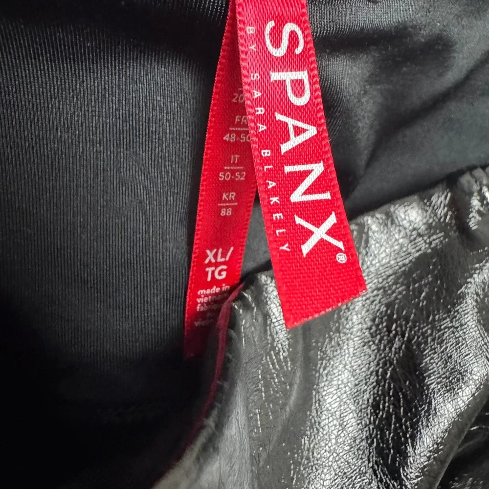 Spanx Edgy Faux Leather Leggings XL Black‎ High Waist Seamless - Picture 4 of 6